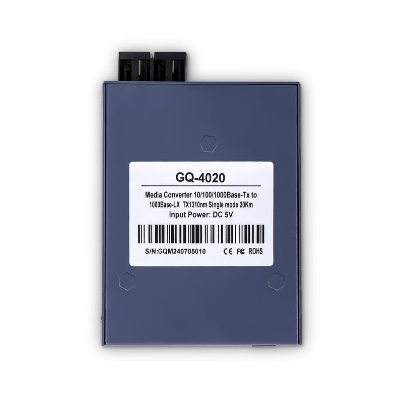 A Pair Ethernet Media Converter, 1.25G Single-Mode Dual SC Fiber Gigabit Media Converter,1x RJ45 Port and 1x SFP Port, 10/100/1000Base-Tx to 1000Base-LX (1310nm, 20km) SMF, 20km, SC x2pcs