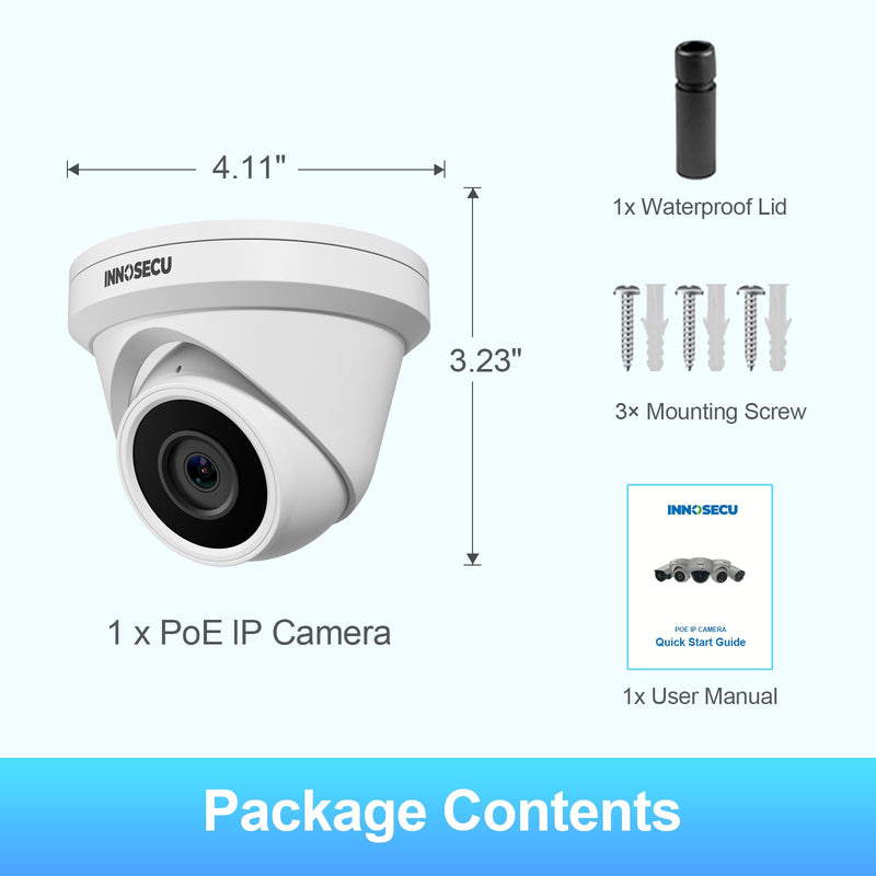 UltraHD 8MP PoE Camera, Security IP Dome Camera Outdoor Indoor, IP67, Built-in Mic, 2.8mm Lens Wide Angle 110°, Night Vision 100ft, Face Detection, Human&Vehicle Detection, IND8BR93A 8MP WHITE