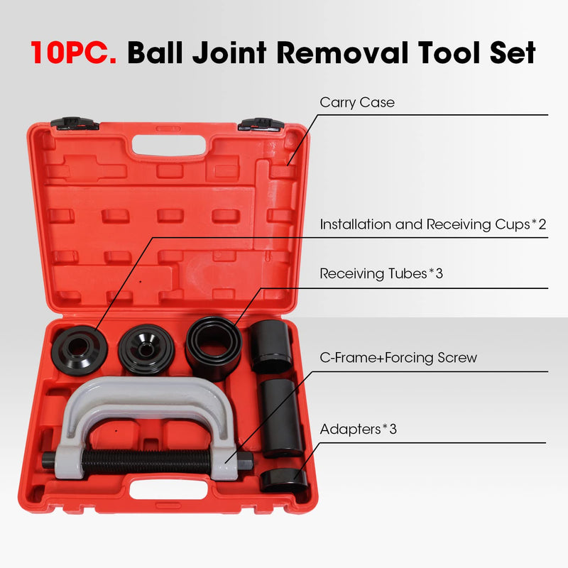 Ball Joint Press and U Joint Removal Kit, 10 PCS with Portable Storage Case of Bushing Press Kit Tools, Fits Most 2WD and 4WD Cars and Light Trucks