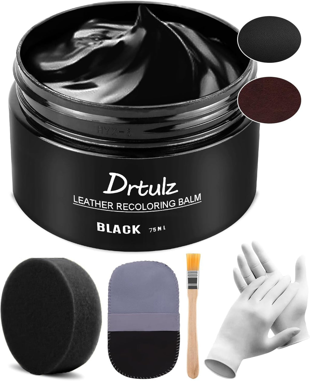 Black Leather Recoloring Balm, Leather Color Restorer Conditioner, Leather Repair Kits for Vinyl Furniture, Sofa, Car Seats, Shoes - Repair Leather Color on Faded & Scratched Leather Couches Black