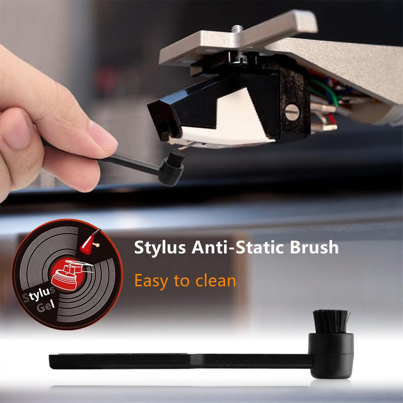 Stylus Gel & Brush Anti-Static Record Cleaner Kit, Reusable Cleaning Gel Bubble for Turntable, Remove Dust & Restore Sound Quality for Vinyl Record Players
