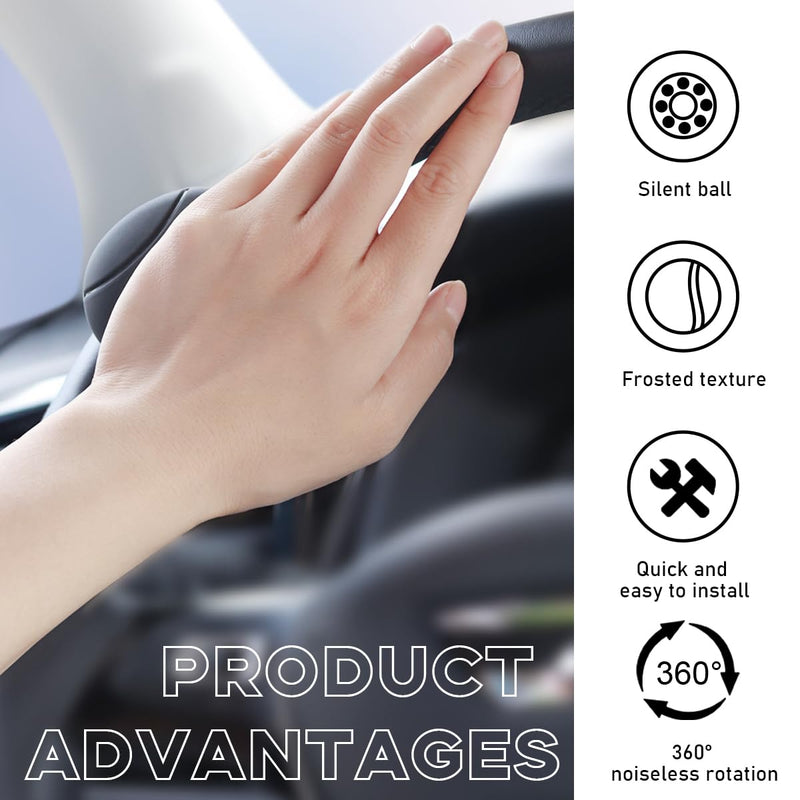 Car Steering Wheel Knob, Non-Slip Silicone Steering Wheel Spinner Knob, 360° Rotatable Steering Wheel Aids Power Handles, Universal Interior Decor Car Accessories