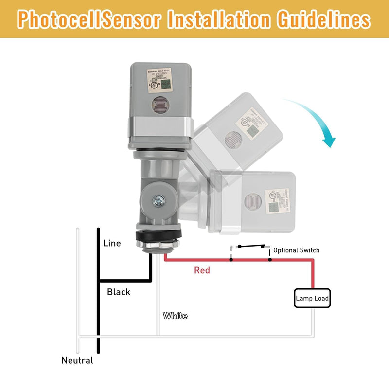 4 Pcs Photocell Sensor for Outdoor Lights, 120VAC Dusk to Dawn Photocell Switch, IP54 Waterproof for Yard, Parking Lot, Street 4