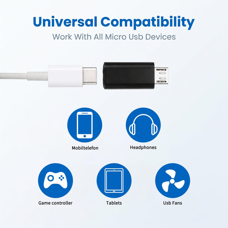 5-Pack USB-C Female to Micro USB Male Adapter | Aluminum Alloy, Supports Fast Charging and Data Sync