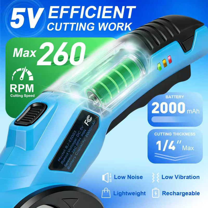 Cordless Electric Scissors, Cardboard Cutter 5V 2000mAh Rechargeable Electric Box Cutter, Cardboard Cutter Electric for Paper, Fabric, Carpet Wait