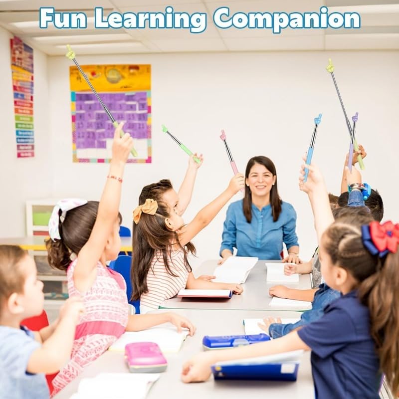 Finger Pointer Stick, Retractable Teacher Pointer, Extendable Classroom Teaching Tool for Presentation, Whiteboard, Blackboard & Reading, Random Color, 1 Pack