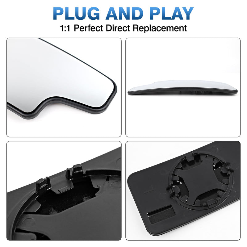TOP-MAX Driver Left Side Towing Mirror Glass Replacement Fit for 2019 2020 2021 2022 2023 2024 2025 Chevy Silverado GMC Sierra 1500 2500 HD 3500 HD, Convex Lower Mirror Non-Heated with Back Plate Driver Side Non-Heated