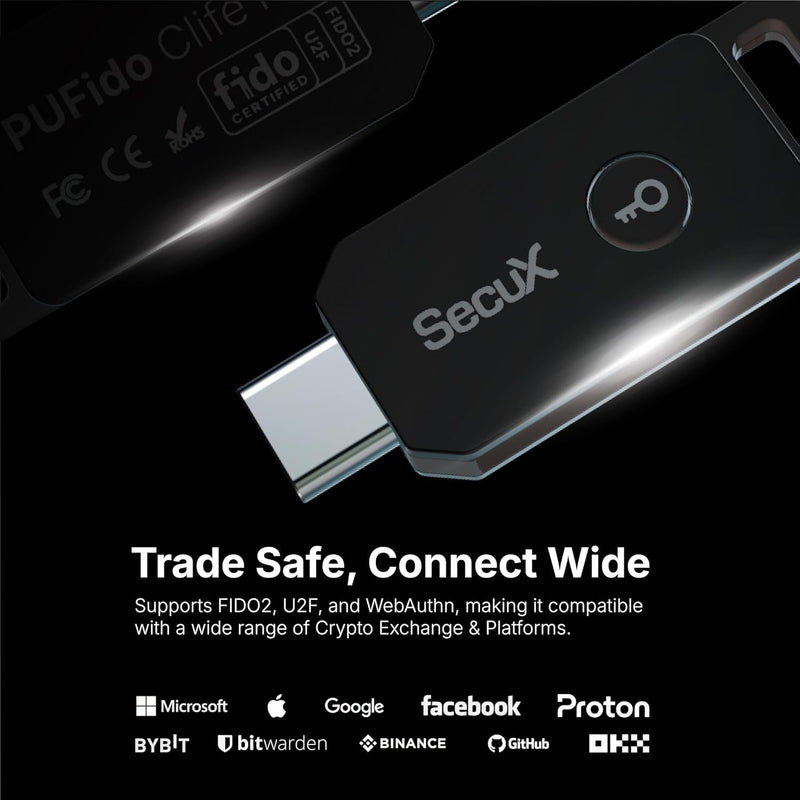 SecuX PUFido USB-C Security Key with PUF Technology, FIDO2/U2F Certified, Hardware-Rooted Unclonable Security for Passwordless Login and 2FA Authentication 1
