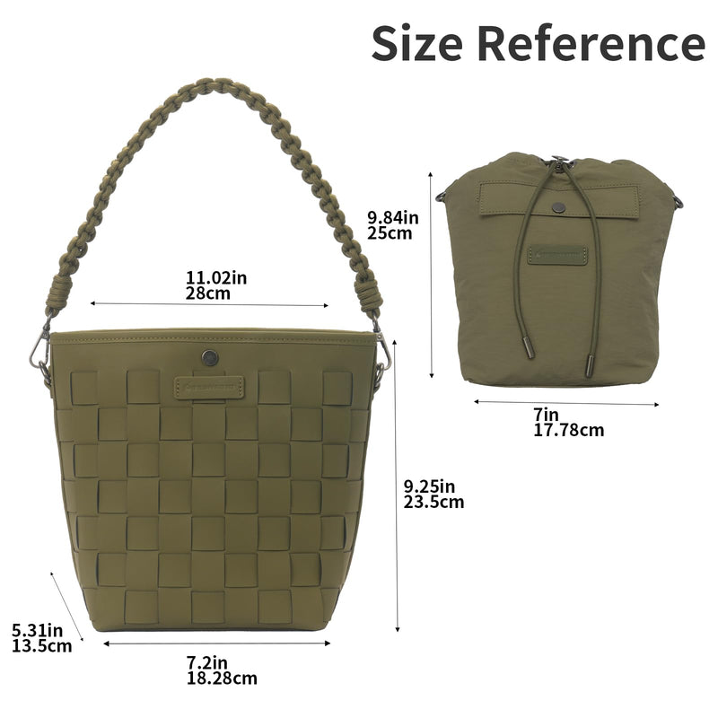 Camera Bag for Women, Leather Photography Shoulder Messenger Bag for DSLR SLR Mirrorless Camera, Women's handbag with Camera Sleeve Case Army Green