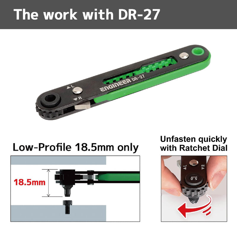 ENGINEER Ultra Thin Ratchet with Socket Extractor Set DZ-273
