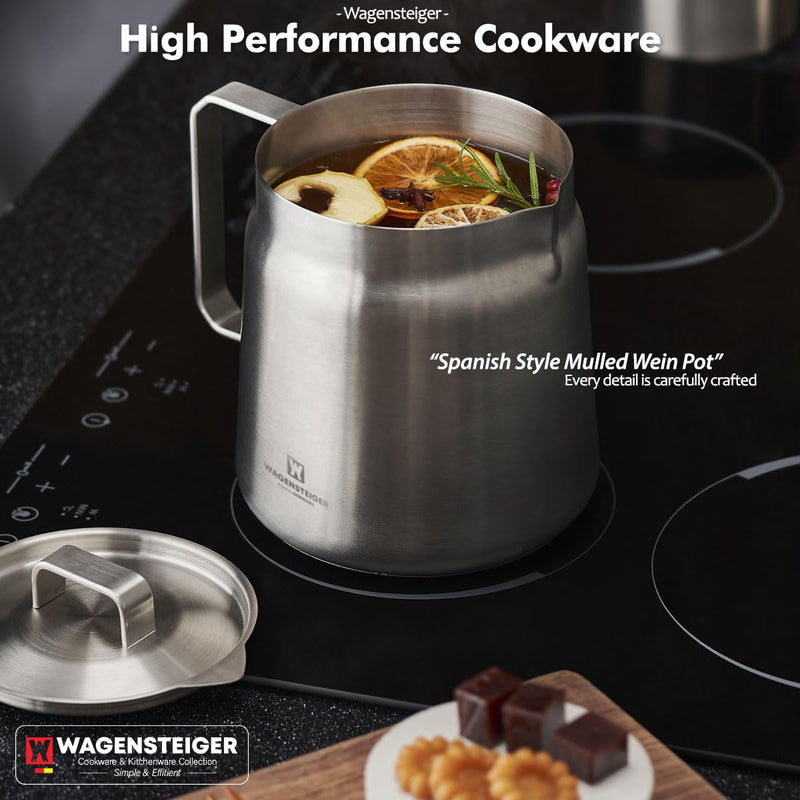 WAGENSTEIGER Stainless Steel Classic Tea Kettle 2.1 Quarts / 2 Liters, Multi-purpose Cooking Pot, Mini Milk Pan, Butter Warmer, On-the-go Saucepan, Ramen Pot, Stovetop Metal Tea/Coffee Pot (606)
