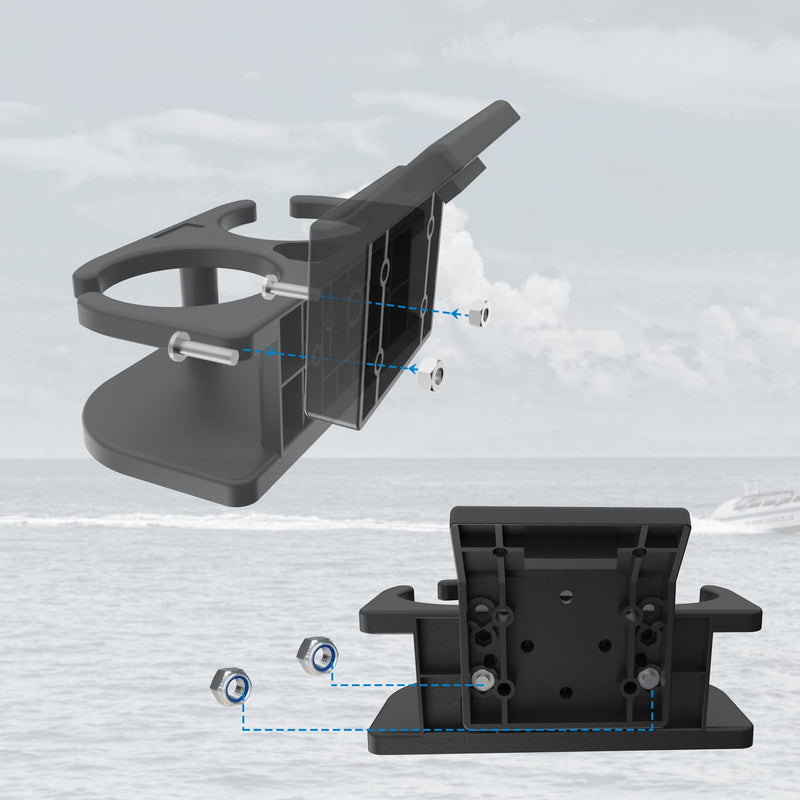 Double Boat Cup Holder for Lund/G3/Ranger Boats - 45 Degree Drink Holder, Corrosion-Resistant ABS & Stainless Steel for Marine, RV, Pontoon Boats. 45 Degree Cup Holder