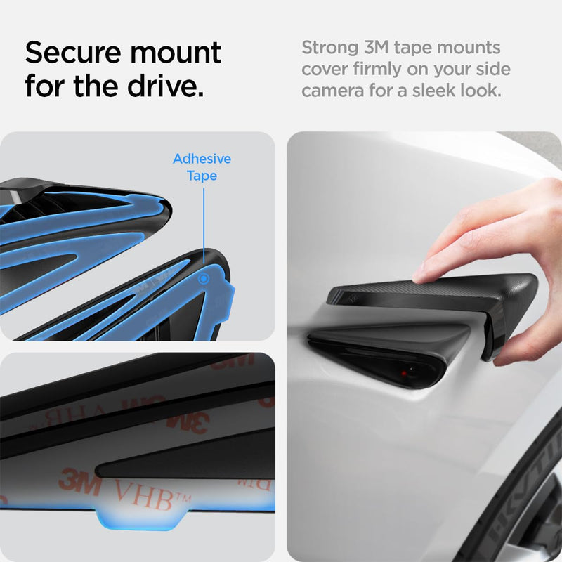 Spigen Side Camera Protection Cover for Tesla Model Y Juniper (2025/26) & Model 3 Highland (2024/25) - 2 Pack carbon