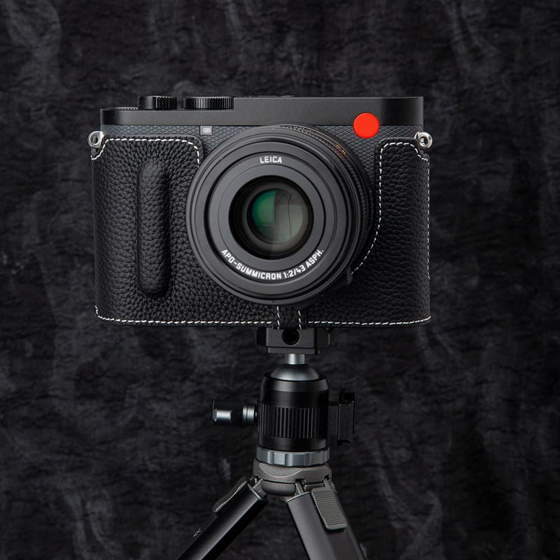 Q3 Vintage Genuine Leather Camera Case Handcrafted Half-Wrap Camera Protector Cover Bag For Leica Q3 (Black) Black