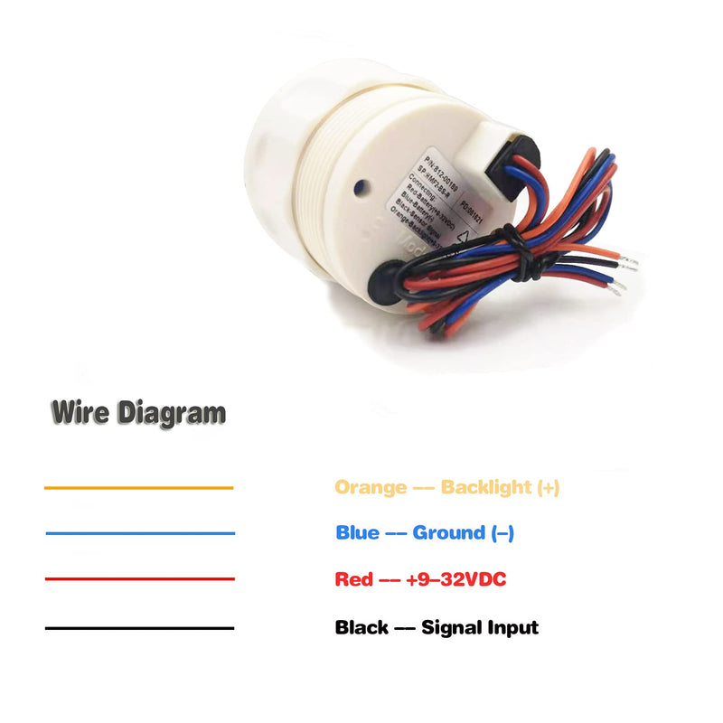 Marine Trim Gauge UP DN Boat Trim Balance Gauge Meter 52mm Trim Tilt Indicator 0-190ohm Signal 7 Color Backlight IP68 Waterproof White