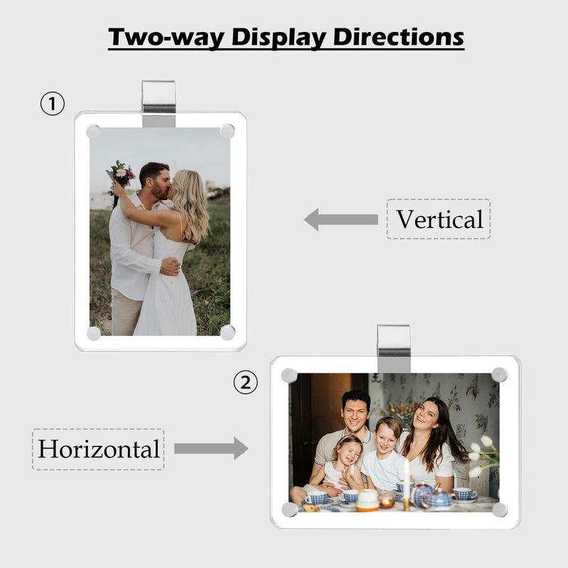 Photo Car Visor Clip, Acrylic Car Visor Picture Holder Magnetic Personalized Photo Holder Personal Picture Frame Car Accessories Gifts for Husband Boyfriend Dad Add Family Photos 3.5 x 2.4 inch (1 PC) 1PC