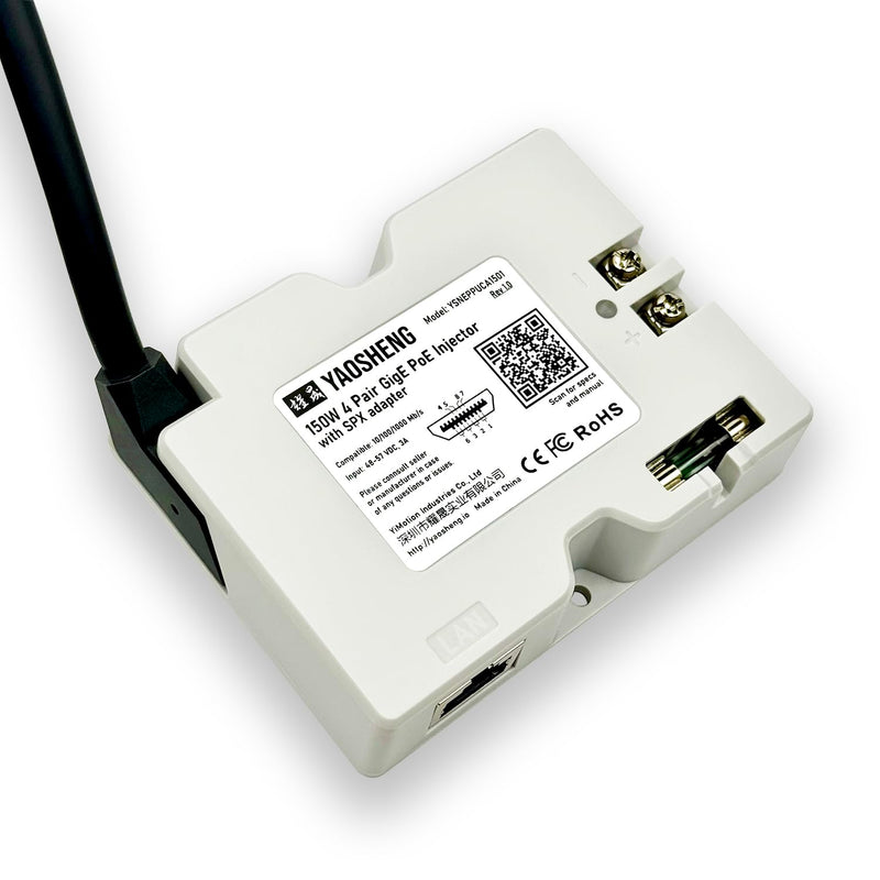 YAOSHENG 150W 2-in-1 PoE Injector + SPX Cable Adapter for Residential Starlink