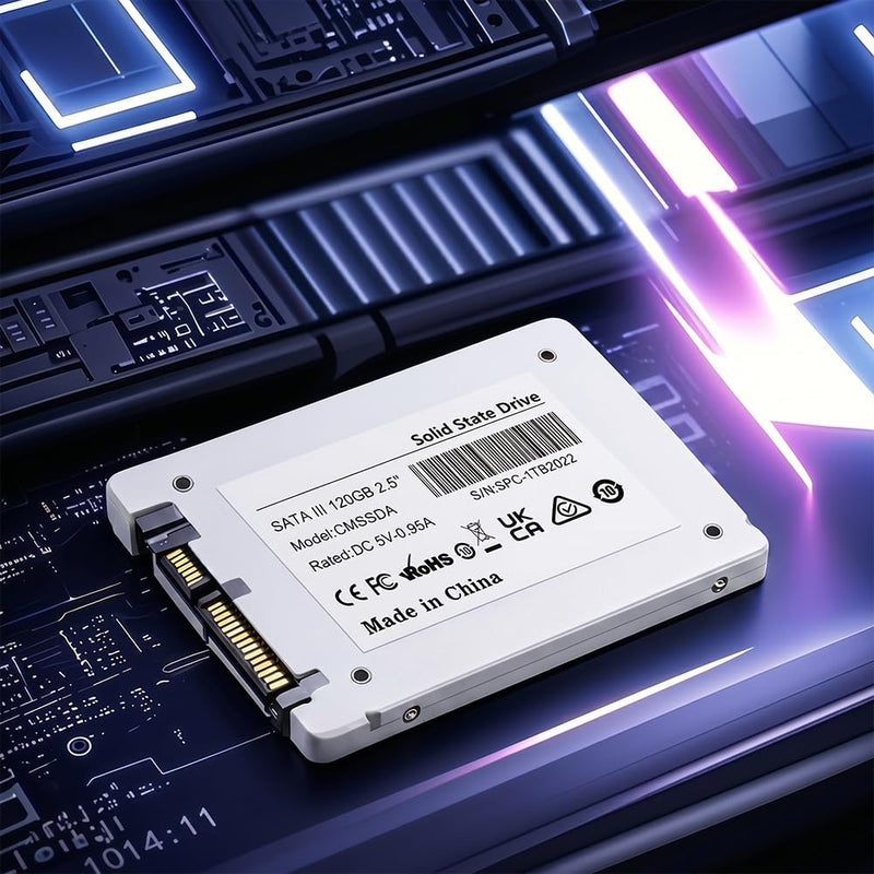 SATA III SSD 120G 2.5'' /7mm Internal Solid State Drive, Upgrade PC or Laptop Memory and Storage, up to 550MB/s for IT Pros, Creators, Everyday Users, White