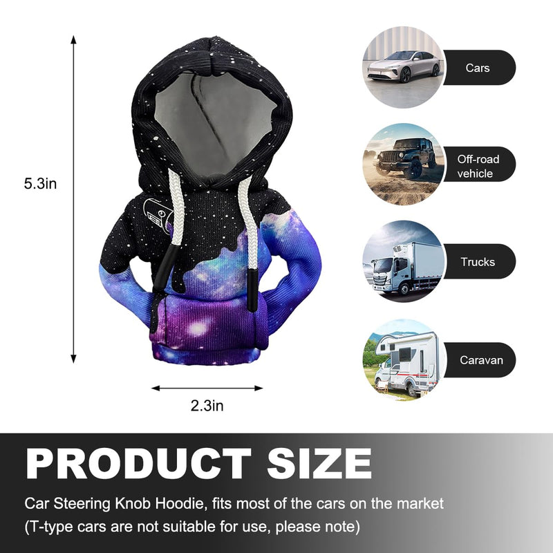 Car Gear Shift Hoodie Cover, Fashionable Gear Shift Knob Hoodie Protector, Upgraded Funny Gear Shift Hoodie Decoration for Most Manual Shift Knobs, Interior Car Accessories (Starry Sky) Starry Sky