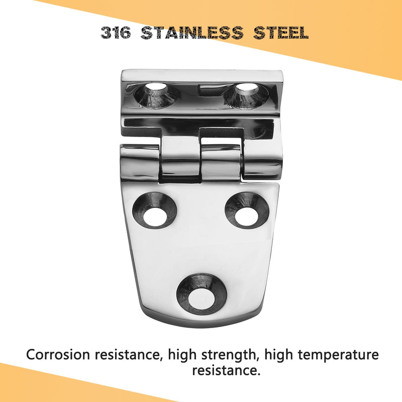 Heavy Duty Marine Boat Hatch Hinges 316 Stainless Steel, Offset Short Side Hinges, Sturdy Deck Cabinet Door Hinges with Screws (2-Pack) 2.125 x 1.5"