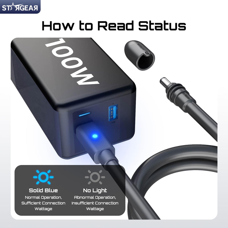 Starlink Mini Cable 16.4FT, 16AWG Starlink Cable with Indicator Light 140W USB C to DC, Accessories for Starlink Work with 100W+ PD Source, Compatible with 28V PPS 20V PD Protocols 16.4FT with LED