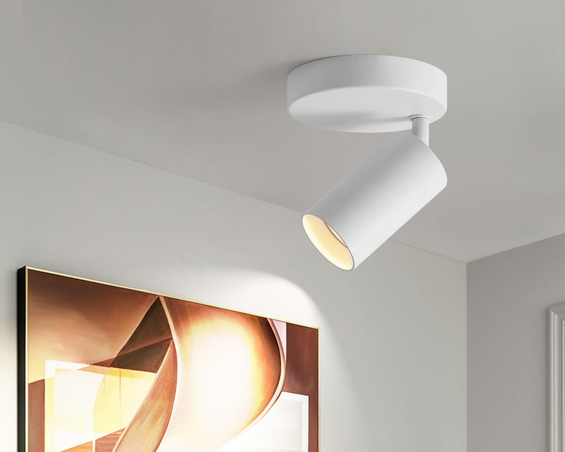 White Ceiling Spotlight Indoor Adjustable 1-Light Track Lighting with Flexibly Rotatable Light Head for Bedroom, Kitchen, or Living Room, GU10 Bulb not Included White