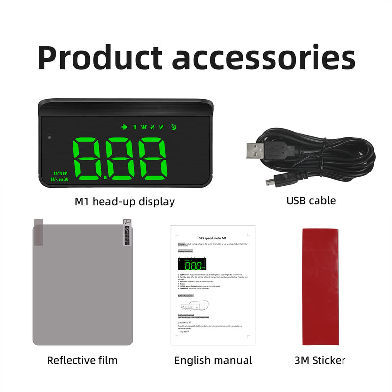 Heads Up Display for Cars,Windshield Speedometer Projector M1Green,Digital GPS Speedometer with Speed,Driving Direction,Overspeed Alarm Fatigued Driving,GPS Mode for All Vehicles M1 green