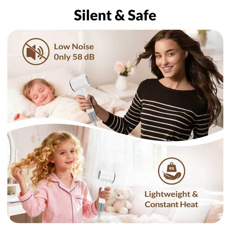 Hair Dryer with Diffuser, Ionic Travel Hairdryer with 110,000 RPM High-Speed Motor for Fast Drying, 1600W Lightweight Blow Dryer with Concentrator for Women Men, Professional Salon Home