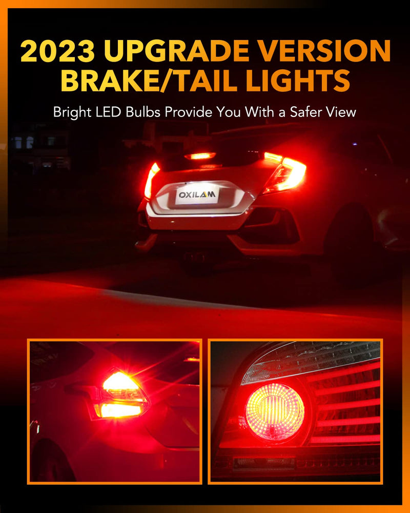 OXILAM Upgraded 7440 7443 LED Bulbs Red Brake Lights, 4000LM 600% Brighter, CANBUS Error Free, 7441 7444 T20 W21W LED Lamps Replacement with Projector for Tail Turn Signal Stop Lights (Pack of 2) Brilliant Red
