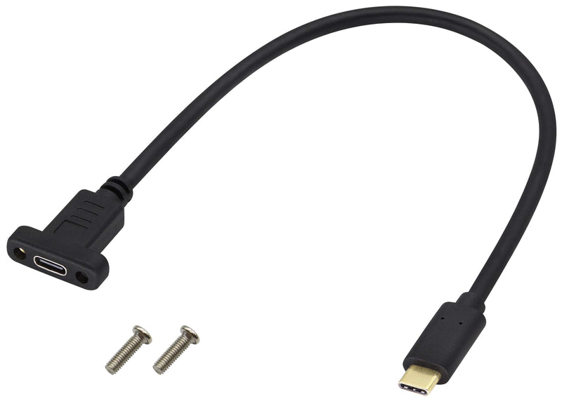 USB Type C 3.1Panel Mount Adapter Cable USB-C 3.1 Gen2 10Gbps Male to USB C Female Panel Mount Screw Cable,Supports Charging,Data,Audio,Video Cable for Laptop,Tablet,Mobile Phone(0.3M/1ft)