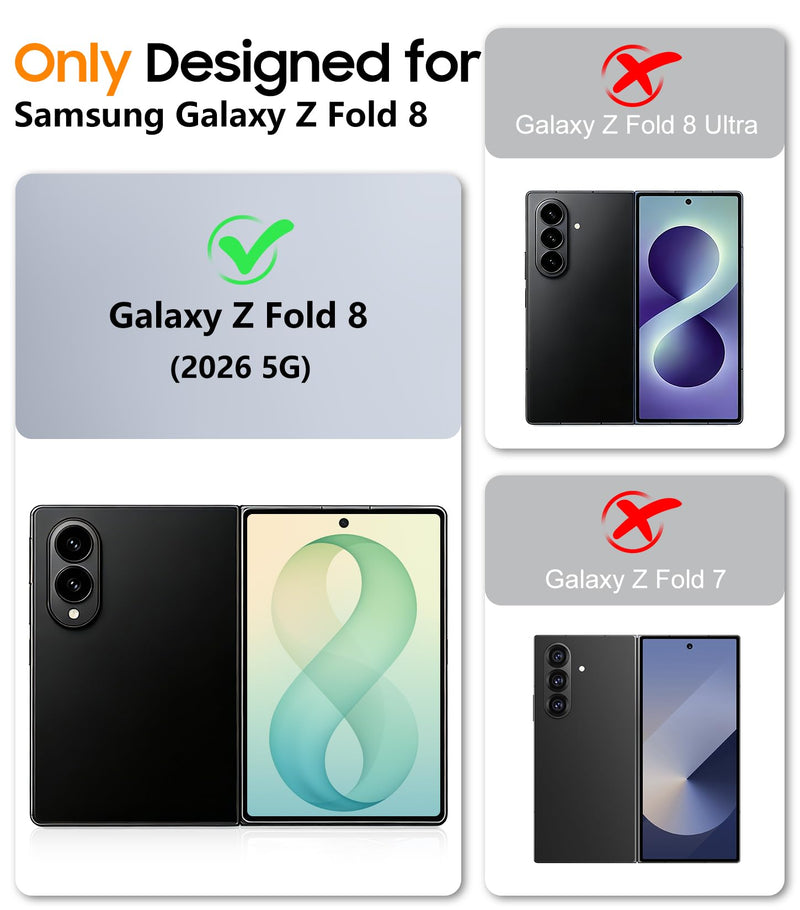 SPIDERCASE Magnetic for Samsung Galaxy Z Fold 8 Case - Black | Built-in [Screen Protector] [Hinge Protection] [Kickstand] Full Body Protective Phone Case for Galaxy Z Fold 8