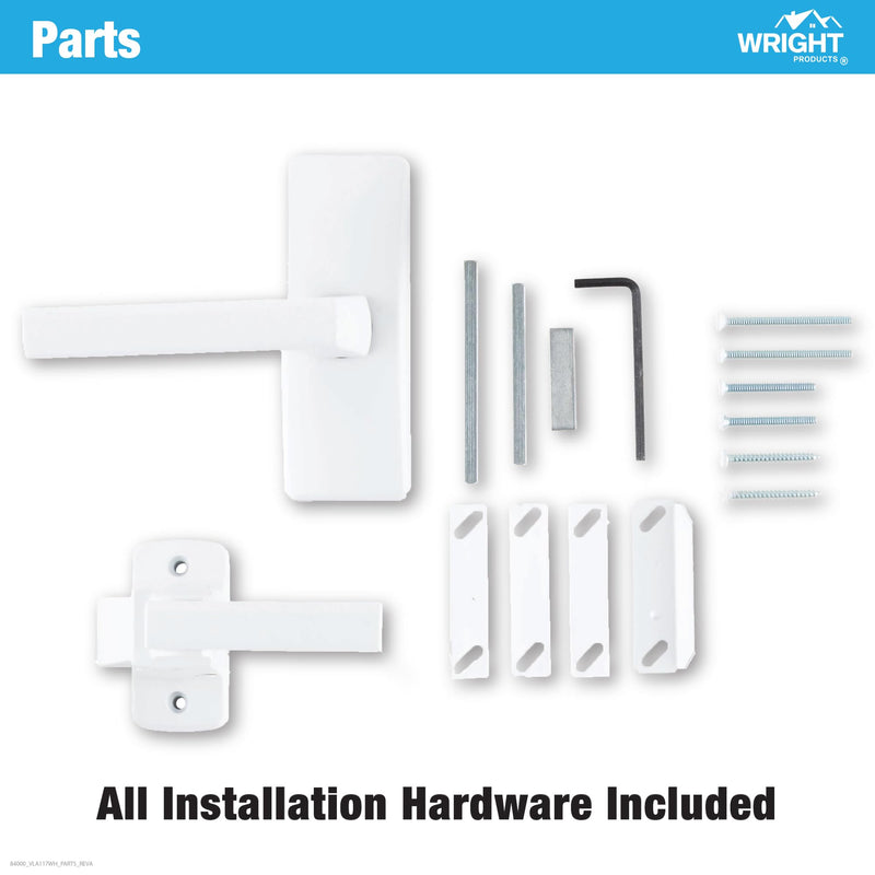 Wright Products Contemporary Lever Latch with No Lock Out Feature, Surface Mount Storm Door Handle for Metal and Wood Doors, Easy Installation, Durable Replacement Latch, Matte Black (White) White