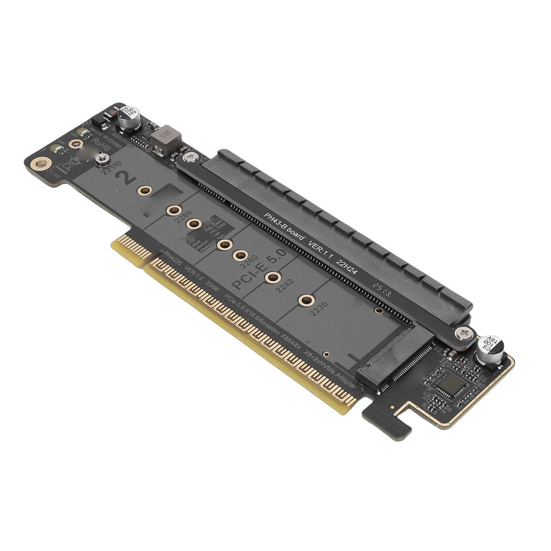PCIe 5.0 X16 to Dual M.2 M Key Adapter Card, .2 PCIe NVMe Expansion Card, Supports X8 X4 X4 Split, to Adapter for High Speed SSD Expansion