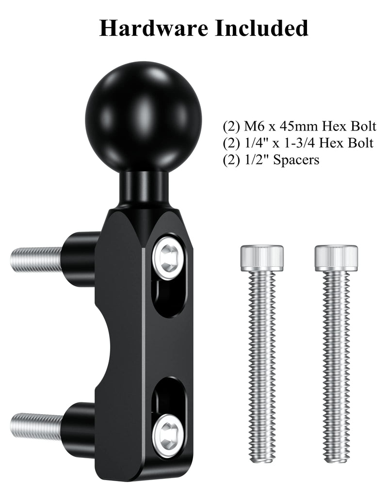 BRCOVAN Aluminum Alloy Mount Base with 1'' TPU Ball for Motorcycle Brake/Clutch Reservoir Compatible with RAM Mounts B Size 1'' Ball Double Socket Arm & Bike Motorcycle Phone Mount Holder