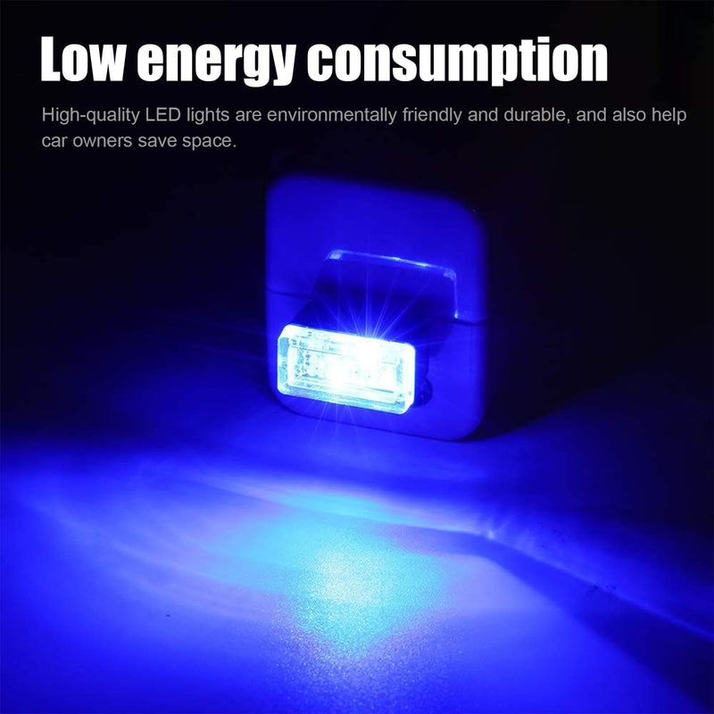 Ziciner 4 PCS USB LED Car Interior Atmosphere Lamp, Portable Mini LED Night Light, Plug-in USB Interface Trunk Ambient Lighting Kit, Universal Car Interior Accessories (Blue) Blue