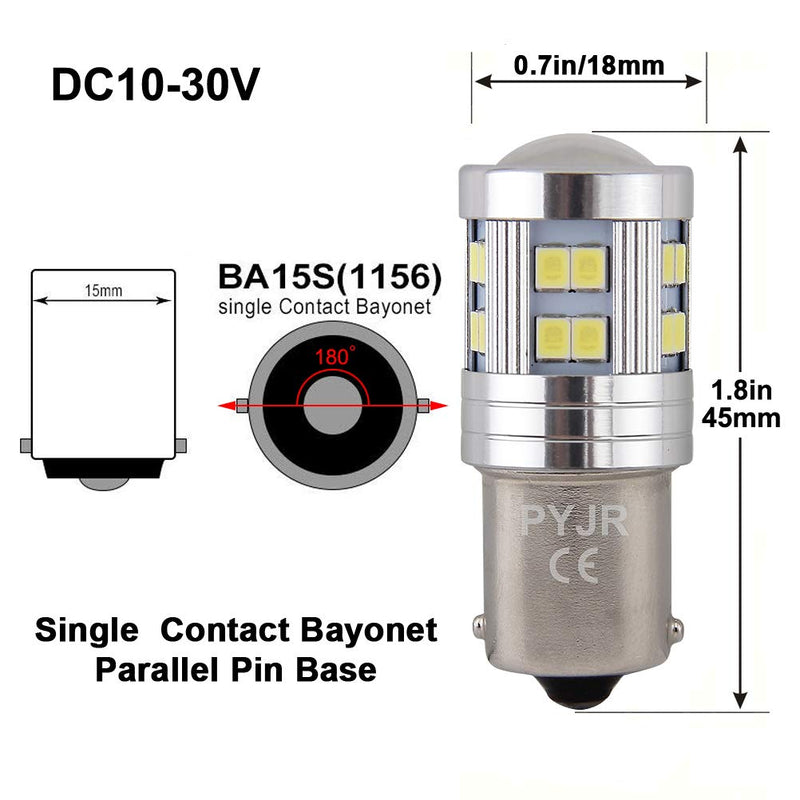 1156 Reverse Light LED Bulbs, PYJR P21w 1141 Ba15s 7506 LED Light Bulbs, 1000 Lumens 6000K Xenon White, with Projector, for Backup, Reverse Light, lawn mower headlights, lawn tractor Bulb.(pack of 2) 1156-Blanc