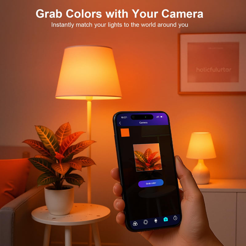 FRIDEKO HOME Smart Light Bulbs - Led Dimmible Color Changing Light Bulb for Home Works with Bluetooth Music Sync - A19 RGB Lightbulb for E26 Base with APP Control & Timer (4 Pack) Bluetooth-4Pack
