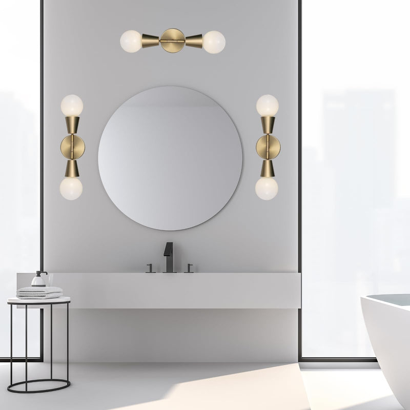 2-Light Modern Track Lighting Kit,Matte Brass Pivot Light Head, Flush Mount Adjustable Ceiling Light Spotlights for Bedroom,Living Room,Dining Room, Hallway,E26 Bulb Not Included