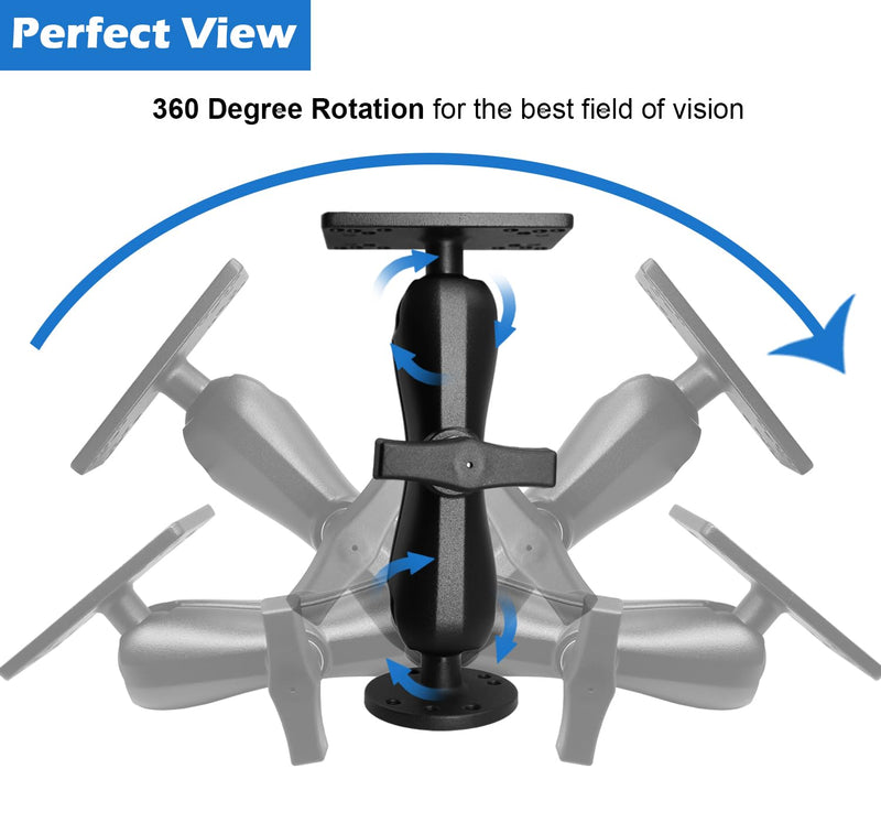 Aluminum 1.5" Ball Fish Finder Mount for Hummingbird Helix 5,7, etc., C Size Universal Marine Electronics Bracket, Compatible with RAM Mounts, Arkon, iBolt and More
