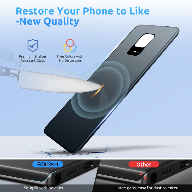Back Glass Replacement for Xiaomi Redmi Note 9 Pro Back Cover Rear Housing Repair Tool Kit Genuine Rear Glass (White) White