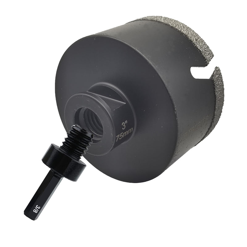 Diamond Core Drill Bit, 3" Tile Hole Saw for Granite Marble Ceramic Glass Porcelain Masonry 75mm with 5/8-11 Thread and 3/8” Hex Shank Adapter for Angle Grinder Drill 3" (75mm)