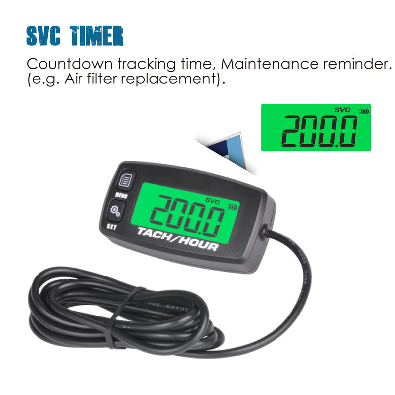 2 Pieces Runleader Digital Maintenance Tach/Hour Meter,Battery Replacement for Small Gas Engine,Used on Riding Lawn Tractor Generator Compressor Chainsaws Outboard Motor Pressure Washers (2)