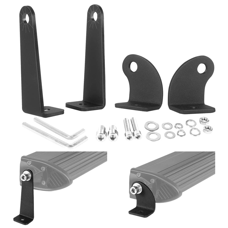 Light Bar Mounting Brackets 2 Pack Universal LED Light Bar Mounts for Single Row Straight/Curved Lights Bracket Side-Mounted L-Shape for Pickup Truck Wrangler ATV UTV Black For M8 Single Row