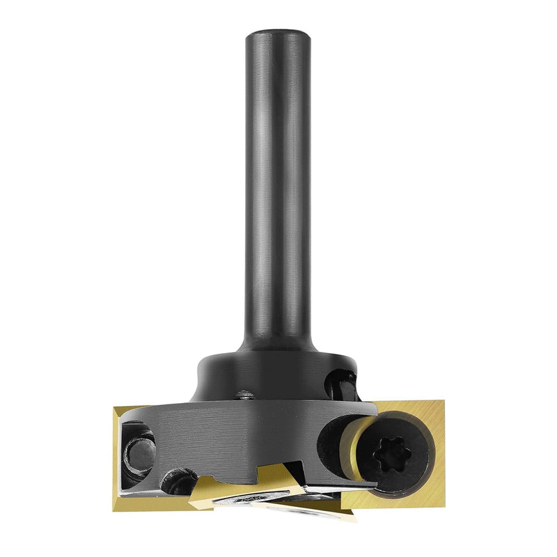 SpeTool 1-1/4" Cutting Dia Slab Flattening Router Bit 1/4" Shank, 2+2 Flute Carbide Insert Spoilboard Surfacing Bit with ATS Coating Include 4 Additional Carbide Inserts 1-1/4 inches carbide insert bit ATS coated kit
