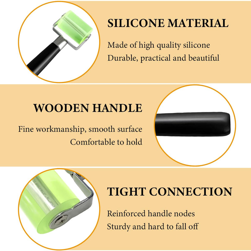 1 PCS Sound Deadening Car Seam Roller, Silicone Car Sound Deadening Application Wheel Roller, Seam Roller Equipped Smooth Handle for Heat Insulation Mat Wallpaper Application (Large Green-1PCS) Large Green-1PCS