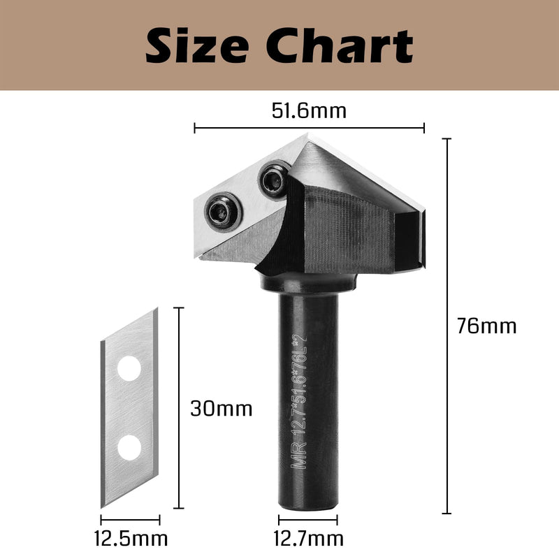 Genmitsu 1/2" Shank Router Bit, 120 Degree V Groove Carbide Inserts, CNC Milling Machine Router Bits for Woodworking 2D/3D Signmaking, Lettering, Carving, VG03 VG03-120D-51.6mm 1/2" Shank--2" Cutting Diameter-120 Deg