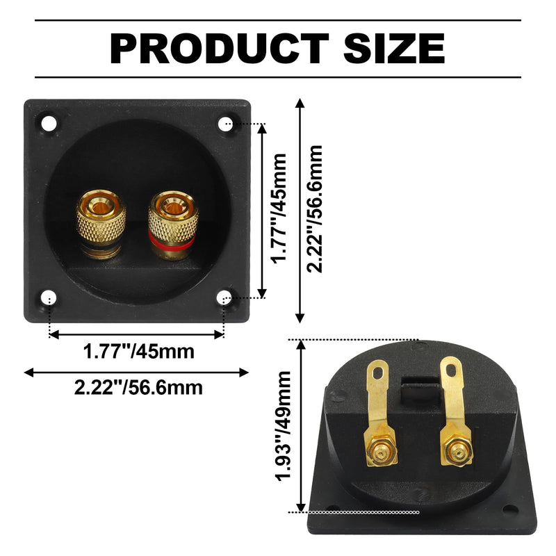 2 Pack Speaker Terminal Cup, Copper Posts 56.5mm | Copper Posts Minimal Signal Loss, Banana Plug Spade Connect, 56.5mm 50mm Cutout Standard, Four Screws Firm Rattle-Free