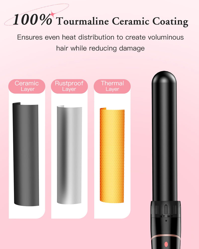  [AUSTRALIA] - BESTOPE PRO Hair Curler 6-in-1 Curling Wand Set, Curling Iron with 2 Temperature Control, Curling Tongs with Heat-Resistant Glove and 2 Hair Clips Black 6 in 1