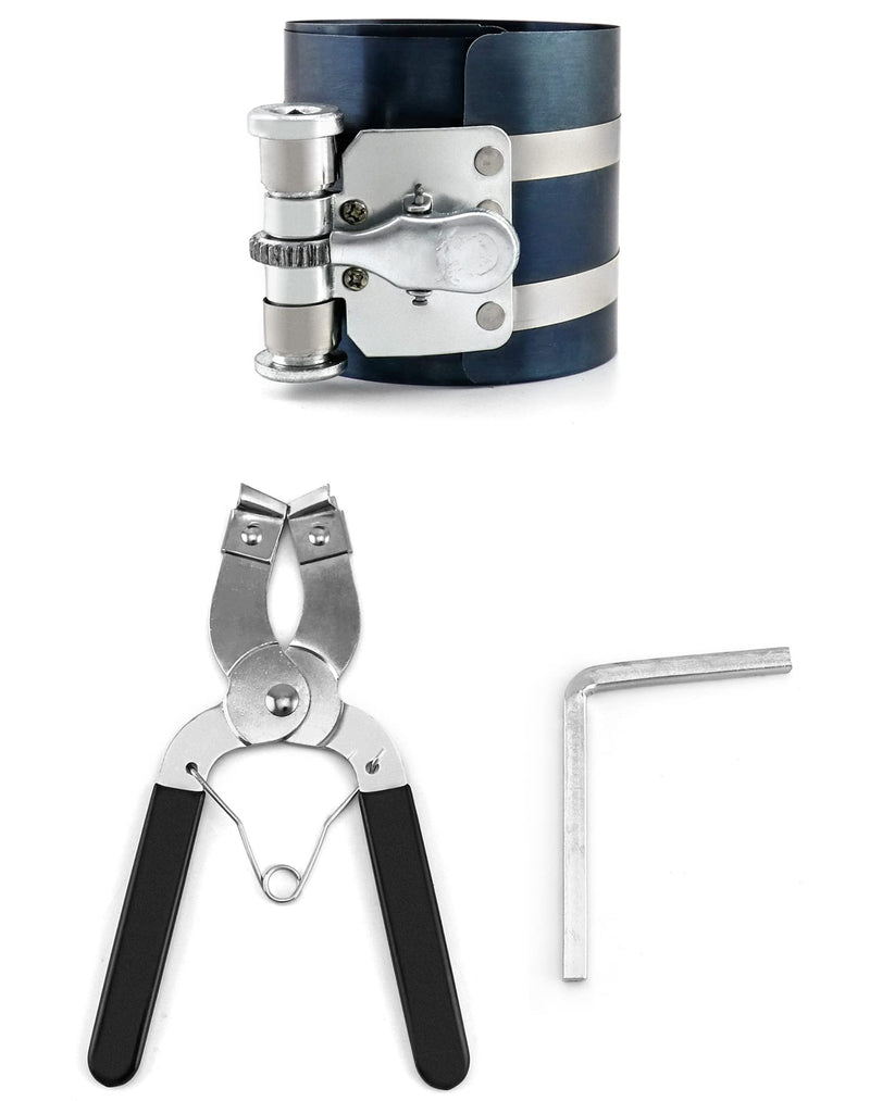 QWORK Piston Installer Pliers, Car Engine Adjustable Piston Ring Installer Removal Kit, Compressor Tool and Piston Ring Pliers