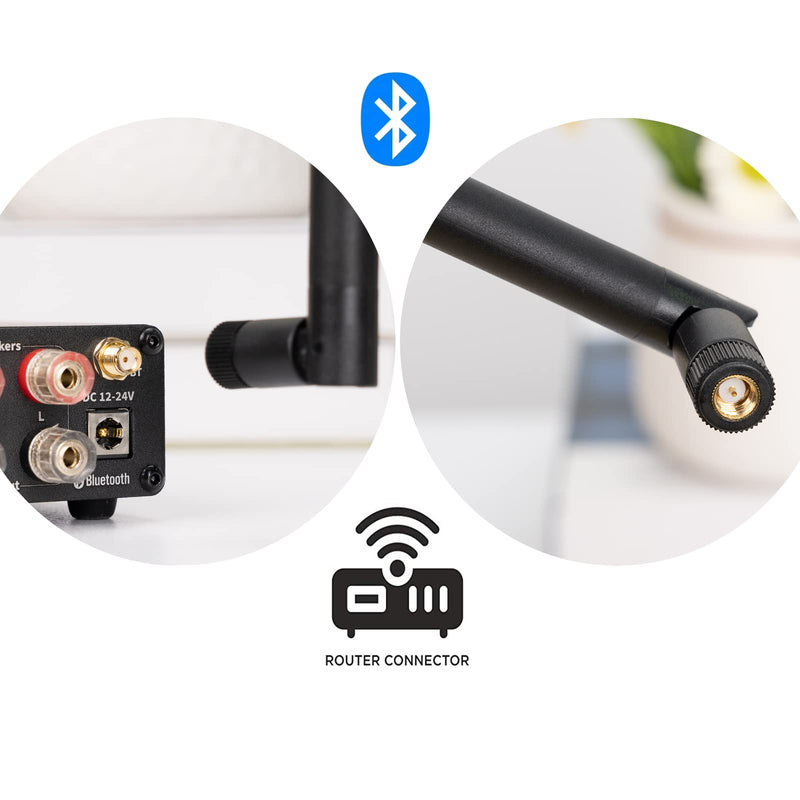 Fosi Audio Bluetooth Antenna WiFi SMA Male PC 2.4GHz 6dBi Single Band Boost Bluetooth Audio Range for Home Office Wireless Network Router IP Camera Amplifier Wireless Range Extender 2 Pack (SMA-Male)